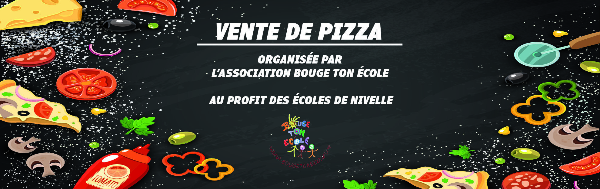 Bandeau Vente de Pizza Bouge Ton École