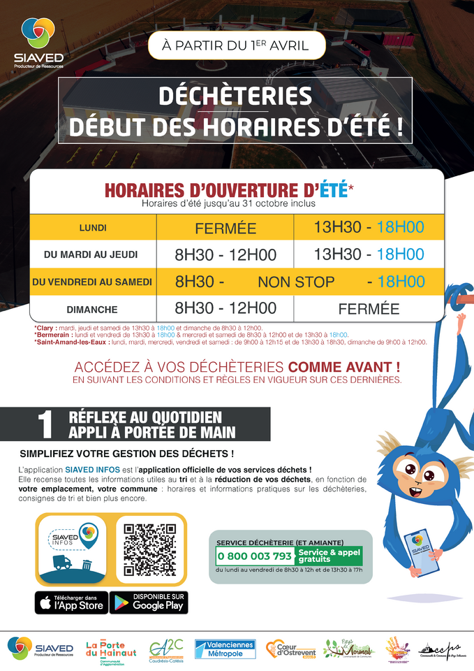 Affiche Horaire Été Déchèterie
