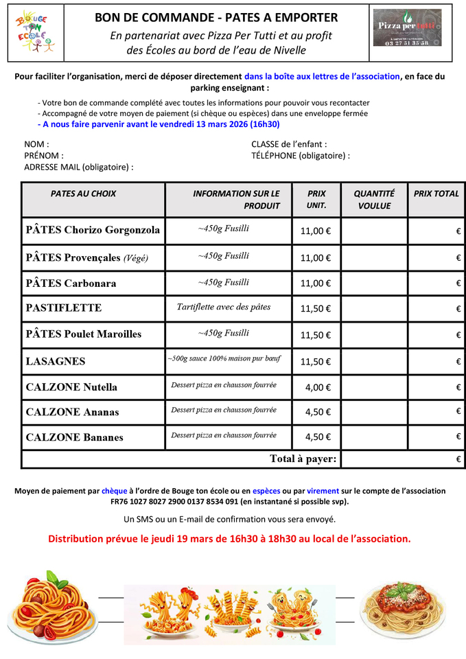 Bon Commande Pâtes À Emporter