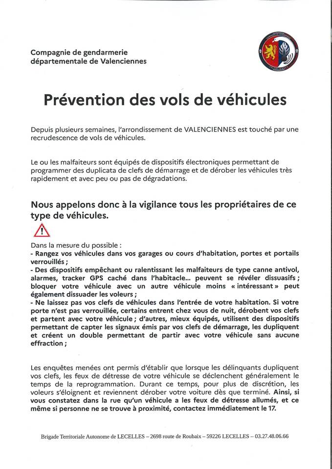 Flyer Prévention Vol Véhicule